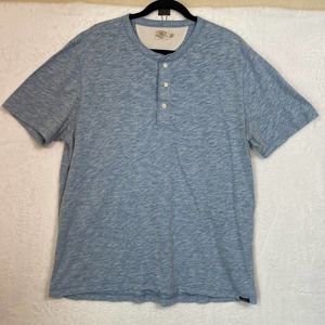 Faherty Shirt Men’s XL Heather Blue Henley Short Sleeve Logo Casual Outdoor
